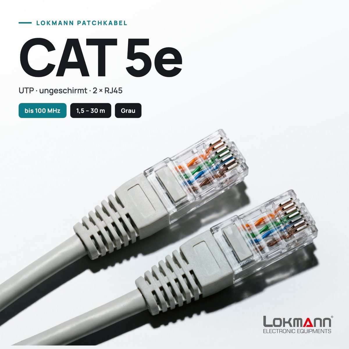 Lokmann Patchkabel CAT 5e UTP grau – RJ45-Stecker