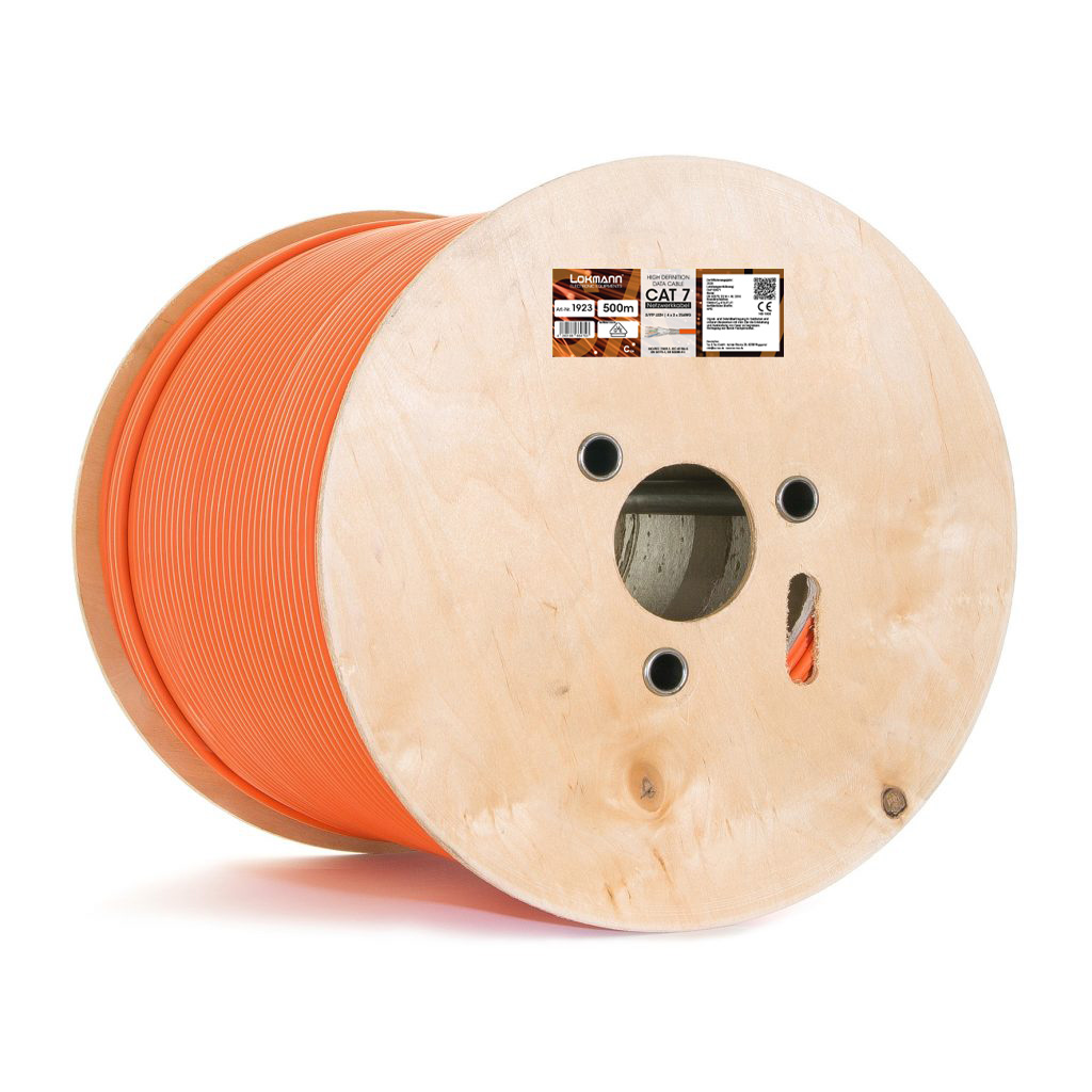 Lokmann CAT 7 Netzwerkkabel 500 m auf Holztrommel mit VDE-Kabelzeichen