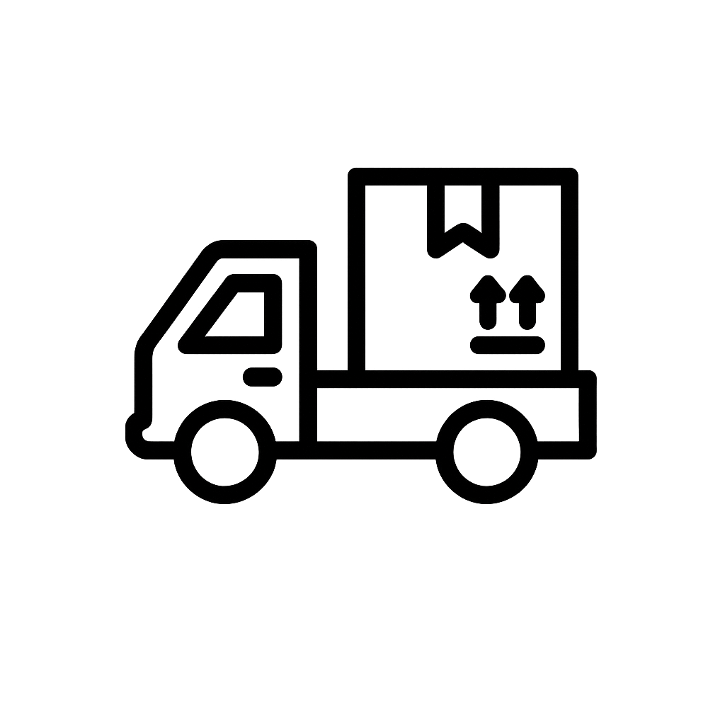 Lieferwagen mit Paket – Versand und Transportservice