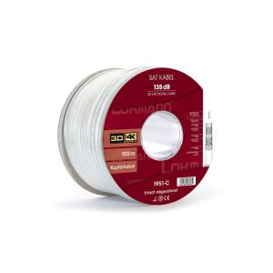 Lokmann 135dB 5-fach geschirmtes Kupfer-Koaxialkabel, weiß, auf Spule