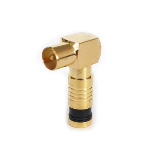 Winkel-TV-Kompressionsstecker Gold 7,0 mm