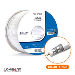 Galaxy 135dB 4-fach geschirmt CCS auf der Spule, daneben der Kabelschnitt mit CCS-Innenleiter und Schirmlagen