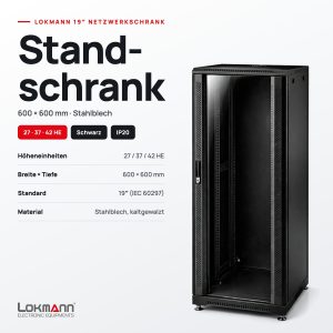 Lokmann 19 Zoll Netzwerkschrank Standmontage – 27, 37 und 42 HE