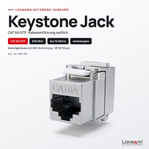 Keystone Jack CAT 6A STP, seitliche Kabeleinführung NW-101