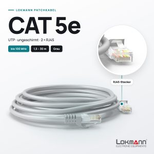 Patchkabel CAT 5e UTP grau mit 2 × RJ45-Steckern