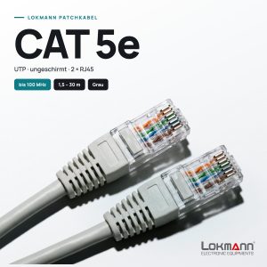 Lokmann Patchkabel CAT 5e UTP grau – RJ45-Stecker