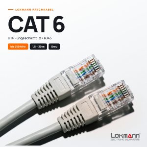 Lokmann Patchkabel CAT 6 UTP grau – RJ45-Stecker