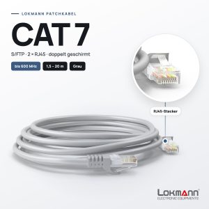 Patchkabel CAT 7 S/FTP grau mit 2 × RJ45-Steckern
