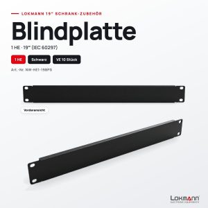 Lokmann 1 HE 19 Zoll Blindplatte, Schwarz