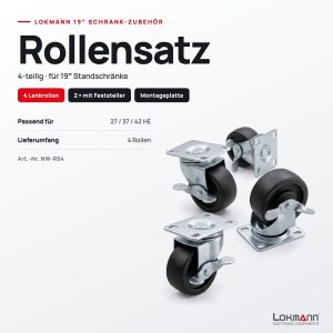 Lokmann Rollensatz für 19 Zoll Standschrank, 4-teilig
